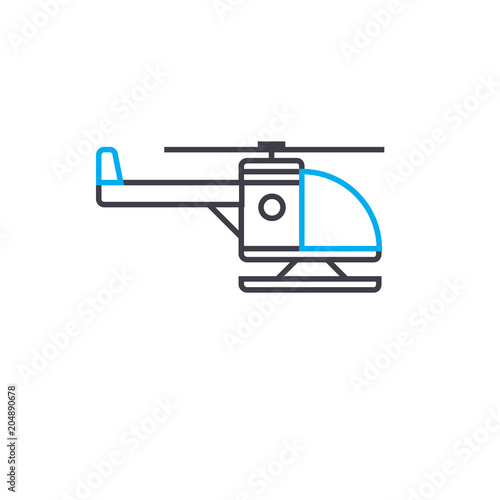 Chopper with skid vector thin line stroke icon. Chopper with skid outline illustration, linear sign, symbol isolated concept.