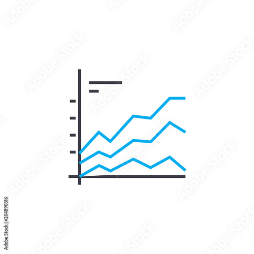 Comparative chart vector thin line stroke icon. Comparative chart outline illustration, linear sign, symbol isolated concept.