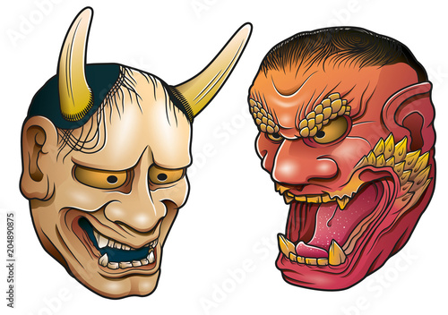 Oriental oni demon masks