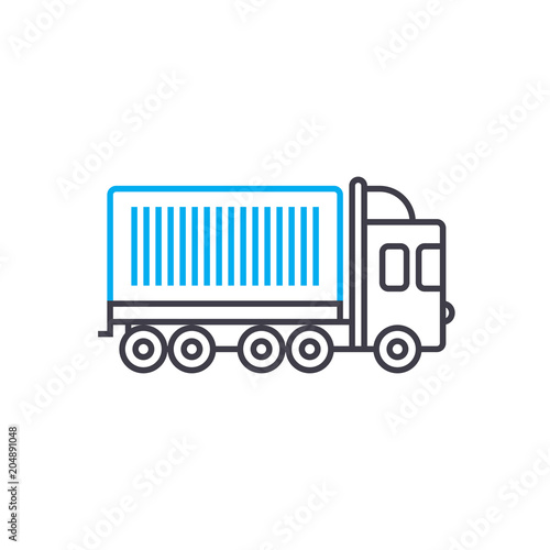 Container carriage vector thin line stroke icon. Container carriage outline illustration, linear sign, symbol isolated concept.