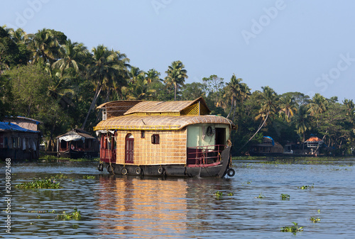 Houseboat on backwaters in Kerala, South India