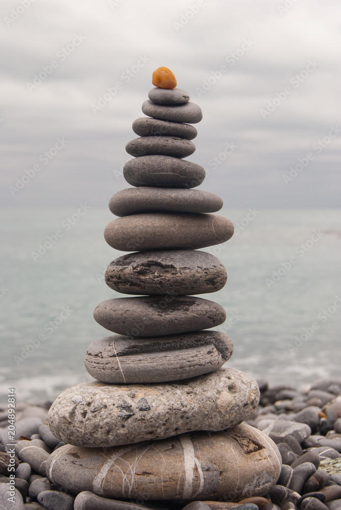 Pile of characteristic pebbles on Camogli beach Pile of characteristic pebbles on Camogli beach