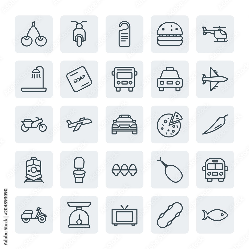Moder Simple Set of transports, food, hotel Vector outline Icons. Contains such Icons as water, vehicle, fruit, bus, meat, do, scale and more on white background. Fully Editable. Pixel Perfect. Moder Simple Set of transports, food, hotel Vector outline Icons. Contains such Icons as water, vehicle, fruit, bus, meat, do, scale and more on white background. Fully Editable. Pixel Perfect.