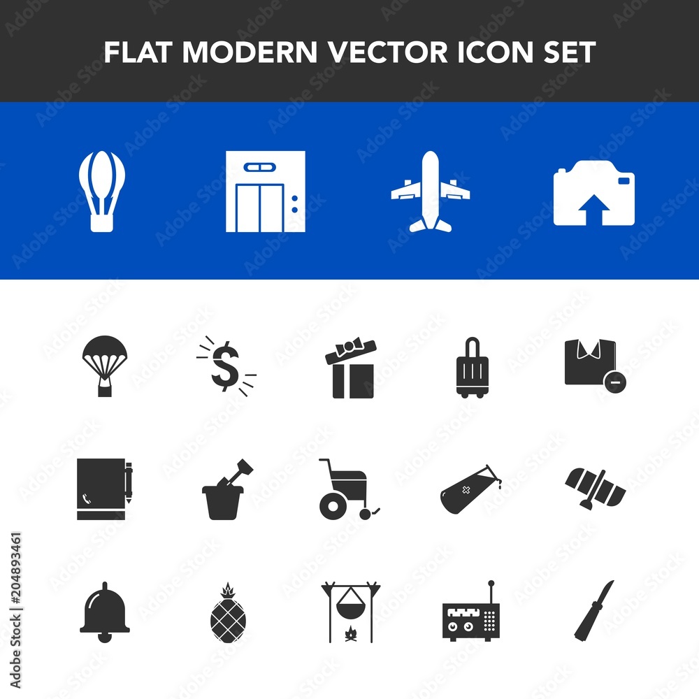 Modern, simple vector icon set with airport, luggage, celebration, usd, upload, sky, man, travel, sand, photo, white, handicap, notebook, hot, shirt, page, parachute, balloon, sign, parachuting icons Modern, simple vector icon set with airport, luggage, celebration, usd, upload, sky, man, travel, sand, photo, white, handicap, notebook, hot, shirt, page, parachute, balloon, sign, parachuting icons
