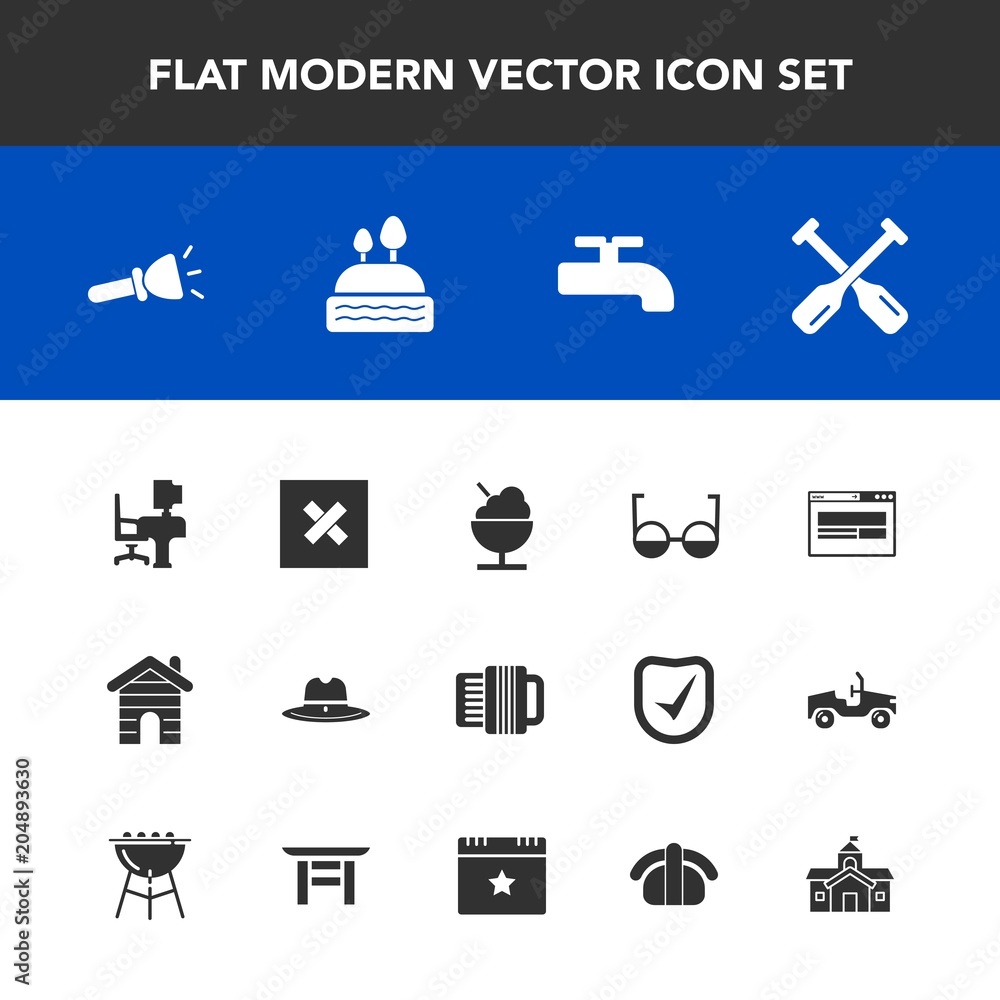 Modern, simple vector icon set with dessert, flashlight, house, business, city, office, real, icecream, paddle, desk, west, shine, table, hat, cowboy, fish, texas, boat, accordion, seafood, sign icons Modern, simple vector icon set with dessert, flashlight, house, business, city, office, real, icecream, paddle, desk, west, shine, table, hat, cowboy, fish, texas, boat, accordion, seafood, sign icons