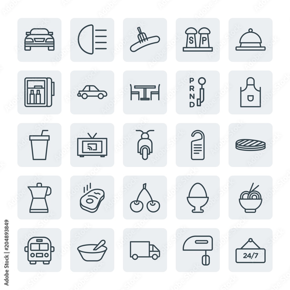 Moder Simple Set of transports, food, hotel Vector outline Icons. Contains such Icons as shine, delivery, salt, light, transportation and more on white background. Fully Editable. Pixel Perfect. Moder Simple Set of transports, food, hotel Vector outline Icons. Contains such Icons as shine, delivery, salt, light, transportation and more on white background. Fully Editable. Pixel Perfect.