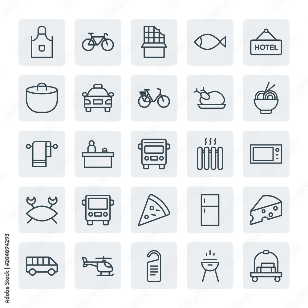 Moder Simple Set of transports, food, hotel Vector outline Icons. Contains such Icons as sport, barbecue, piece, pinafore, sign, ride and more on white background. Fully Editable. Pixel Perfect. Moder Simple Set of transports, food, hotel Vector outline Icons. Contains such Icons as sport, barbecue, piece, pinafore, sign, ride and more on white background. Fully Editable. Pixel Perfect.
