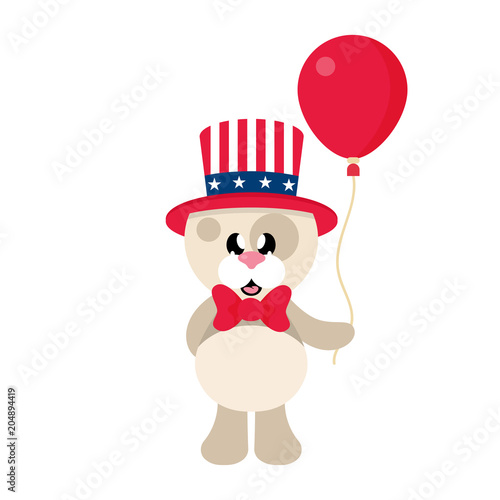 4 july cartoon cute dog in hat with balloons © julia_january