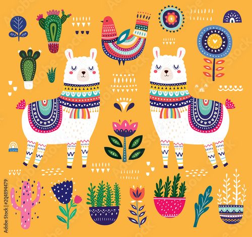 Illustration with decorative llama