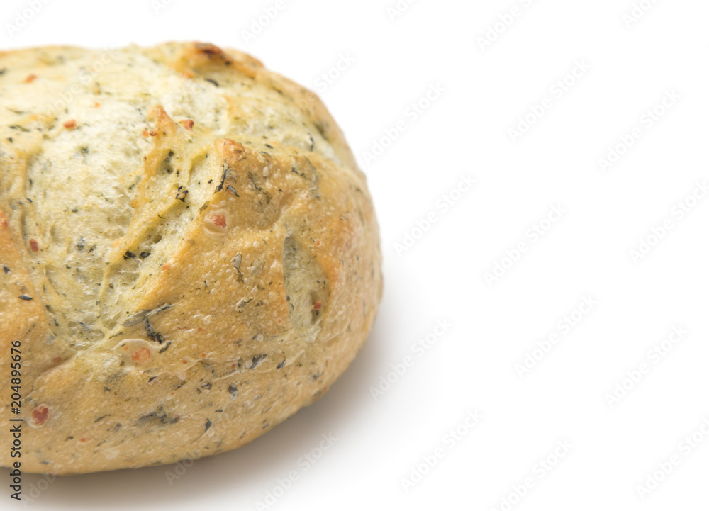 Herb Artisan Bread on a White Background Herb Artisan Bread on a White Background