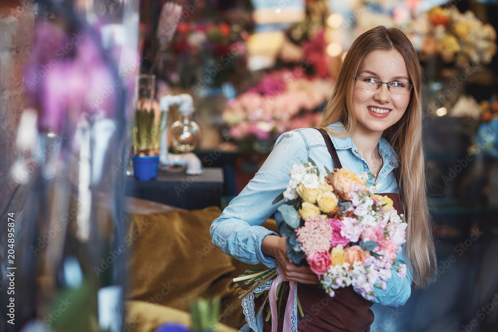 Young woman with flowers Young woman with flowers