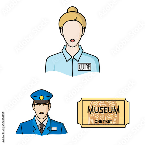 Museum and gallery cartoon icons in set collection for design. Storage and exhibition of showpiece vector symbol stock web illustration.