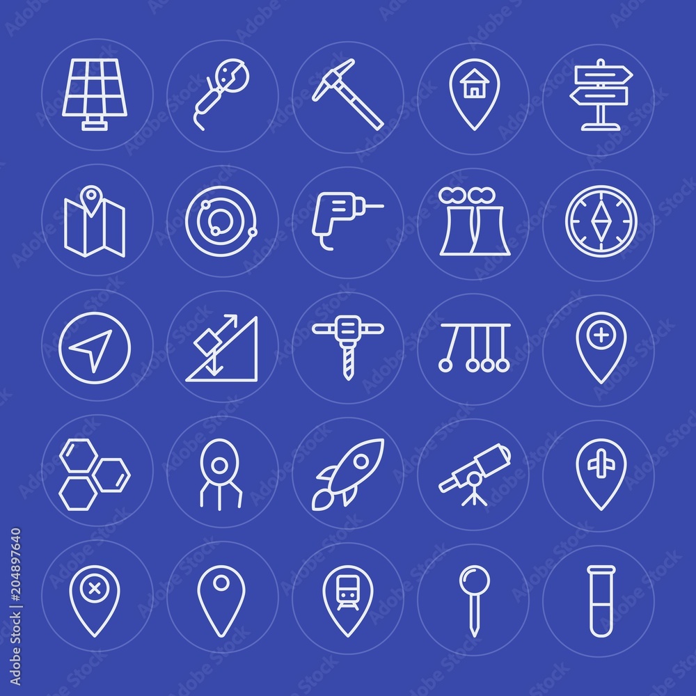 Modern Simple Set of industry, science, location Vector outline Icons. Contains such Icons as inclined, telescope, industry, station, lab and more on blue background. Fully Editable. Pixel Perfect. Modern Simple Set of industry, science, location Vector outline Icons. Contains such Icons as inclined, telescope, industry, station, lab and more on blue background. Fully Editable. Pixel Perfect.
