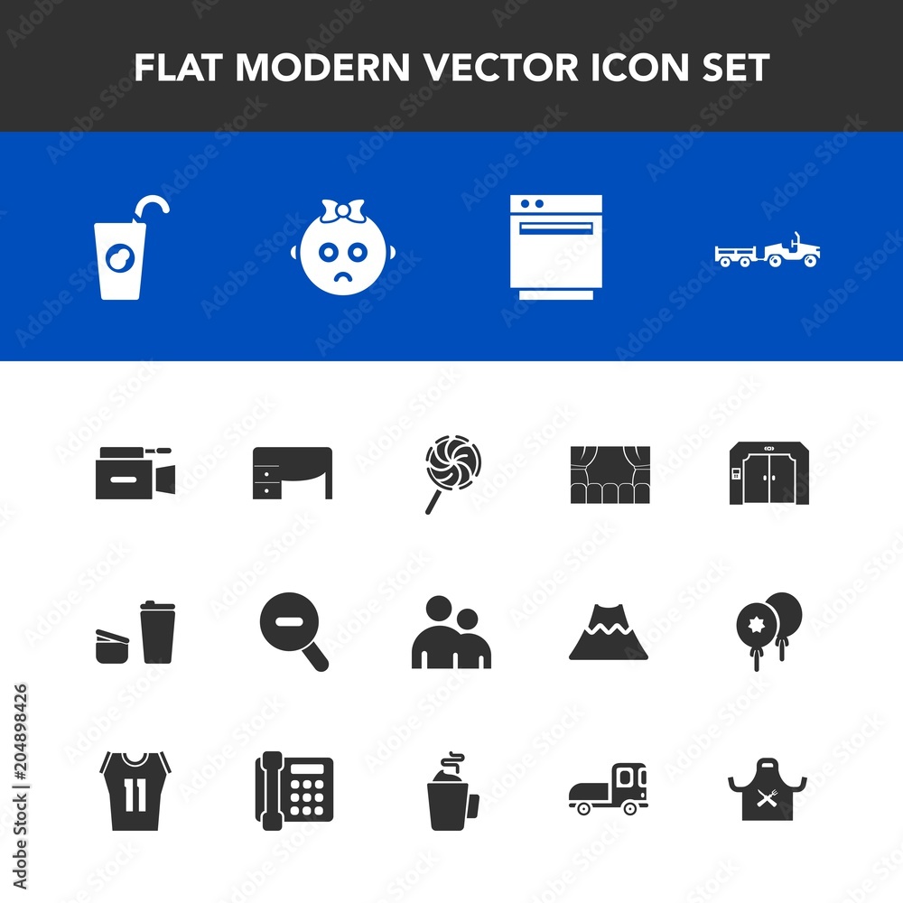 Modern, simple vector icon set with microphone, gas, delivery, juice, video, drink, elevator, desk, lollipop, chief, baby, camera, child, fruit, office, cute, web, truck, person, candy, fresh icons Modern, simple vector icon set with microphone, gas, delivery, juice, video, drink, elevator, desk, lollipop, chief, baby, camera, child, fruit, office, cute, web, truck, person, candy, fresh icons