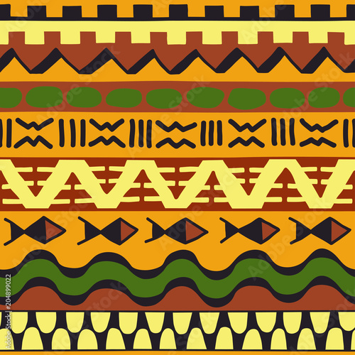 Color seamless pattern in ethnic style. Ornamental element African theme. Set of vintage decorative tribal border. Traditional Maori decoration background with national elements form.