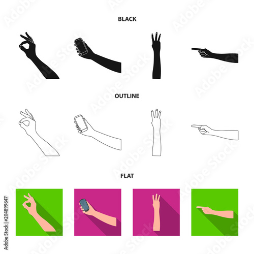 Sign Language black,flat,outline icons in set collection for design.Emotional part of communication vector symbol stock web illustration.