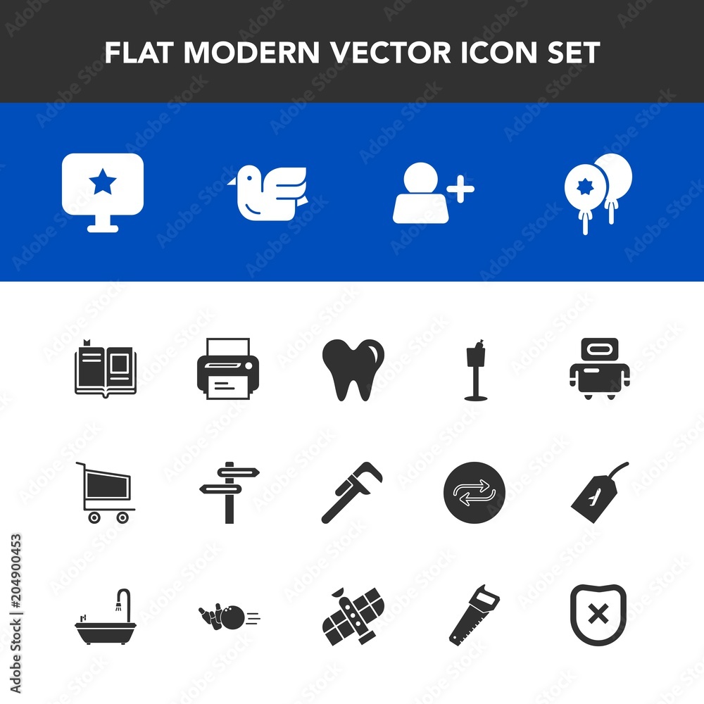 Modern, simple vector icon set with wildlife, android, retail, library, cart, sign, dentist, reparation, industrial, add, birthday, animal, health, market, print, trolley, printer, decoration icons Modern, simple vector icon set with wildlife, android, retail, library, cart, sign, dentist, reparation, industrial, add, birthday, animal, health, market, print, trolley, printer, decoration icons