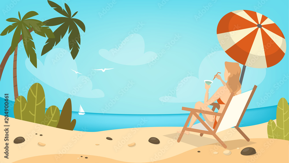Obraz premium Woman on the beach.