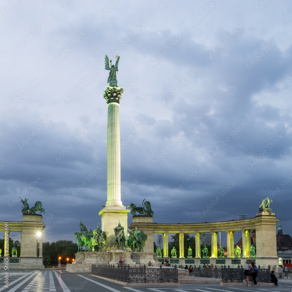 Budapest - View of the Heroes' Square at Dusk