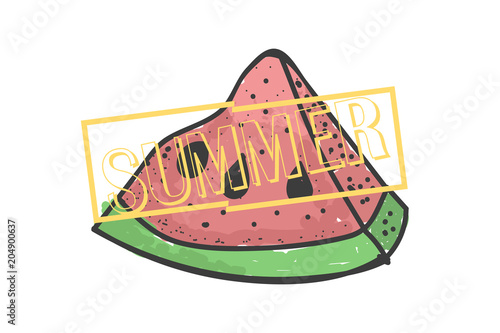 slice of watermelon. the inscription SUMMER. great for printing on clothes © pashigorov