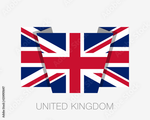 Flag of United Kingdom. Flat Icon Waving Flag with Country Name