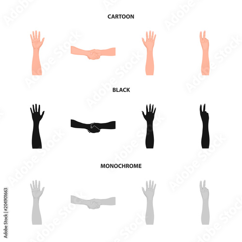 Sign Language cartoon,black,monochrome icons in set collection for design.Emotional part of communication vector symbol stock web illustration.