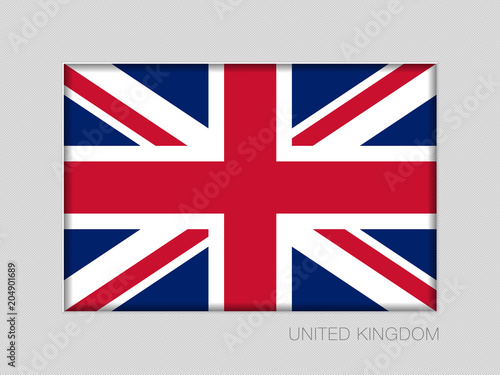 Flag of United Kingdom. National Ensign Aspect Ratio 2 to 3 on Gray