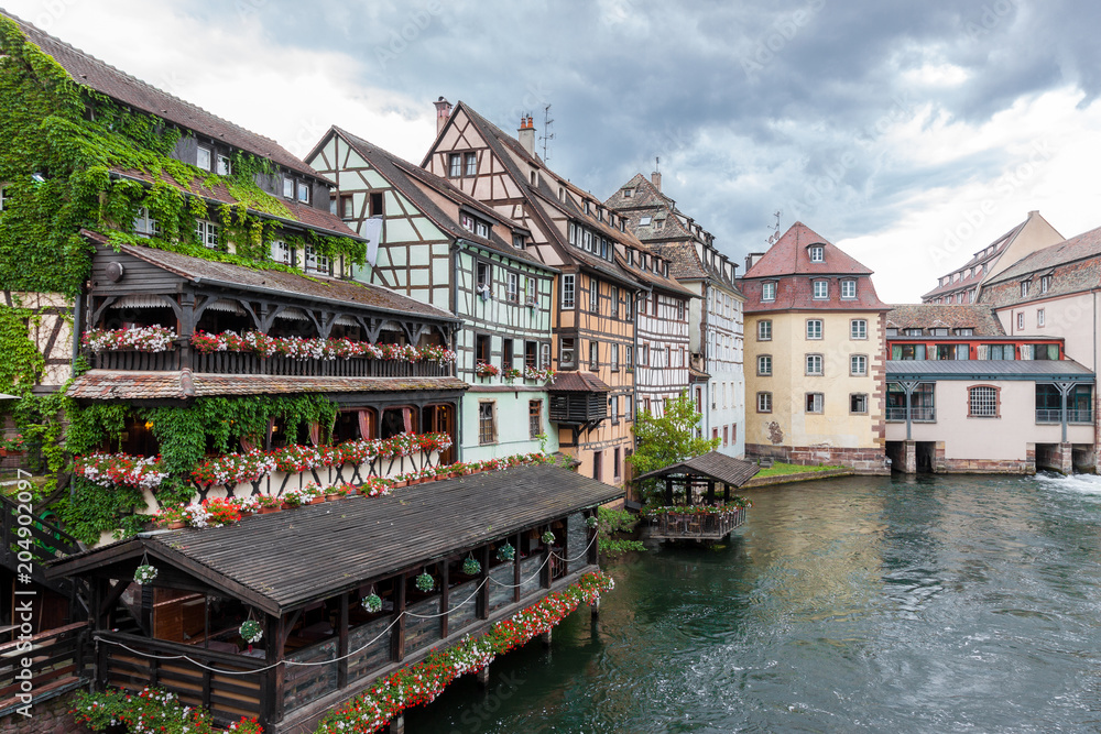 Traditional half-timbered houses in La Petite France, old town of Strasbourg, France
