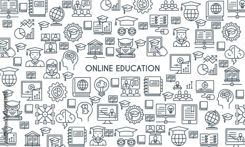 Online education line banner