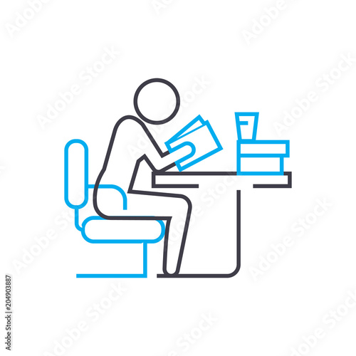 Preparation for classes vector thin line stroke icon. Preparation for classes outline illustration, linear sign, symbol isolated concept.