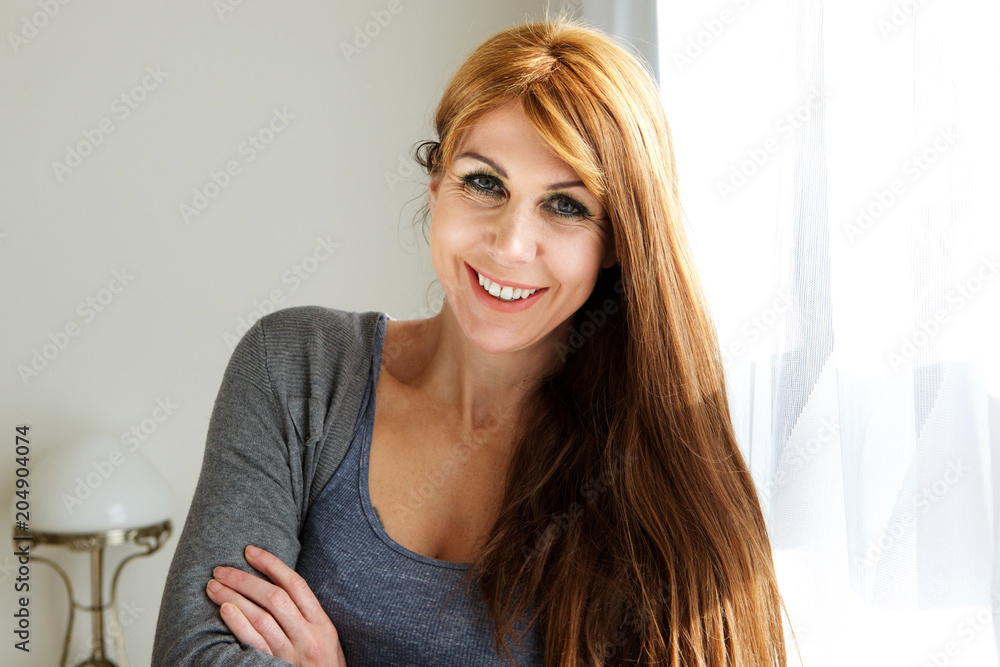 Beautiful mature woman with long hair Beautiful mature woman with long hair