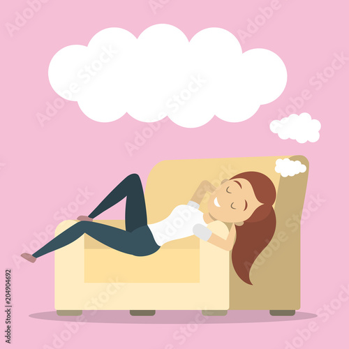 Woman relaxing and dreaming.