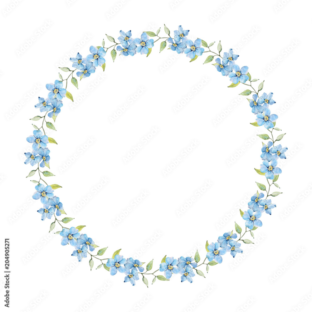 Obraz premium watercolor flower circle frame.