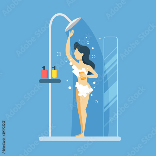 Woman in shower.