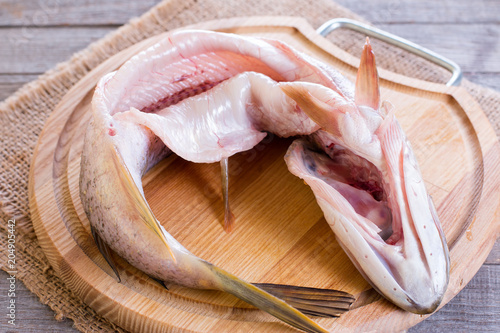 Raw pike prepared for cooking