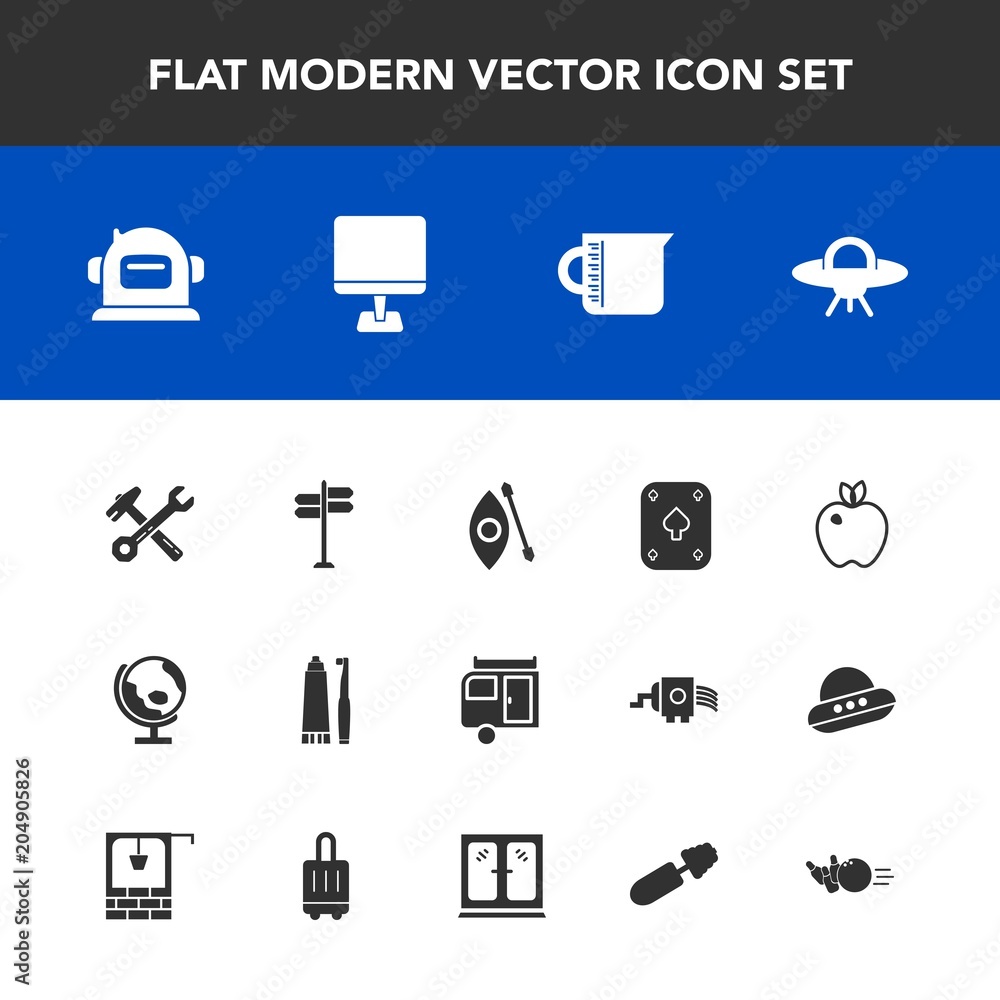 Modern, simple vector icon set with organic, wrench, health, hygiene, space, dental, helmet, toothbrush, alien, poker, planet, hammer, road, equipment, kayak, activity, toothpaste, container icons Modern, simple vector icon set with organic, wrench, health, hygiene, space, dental, helmet, toothbrush, alien, poker, planet, hammer, road, equipment, kayak, activity, toothpaste, container icons