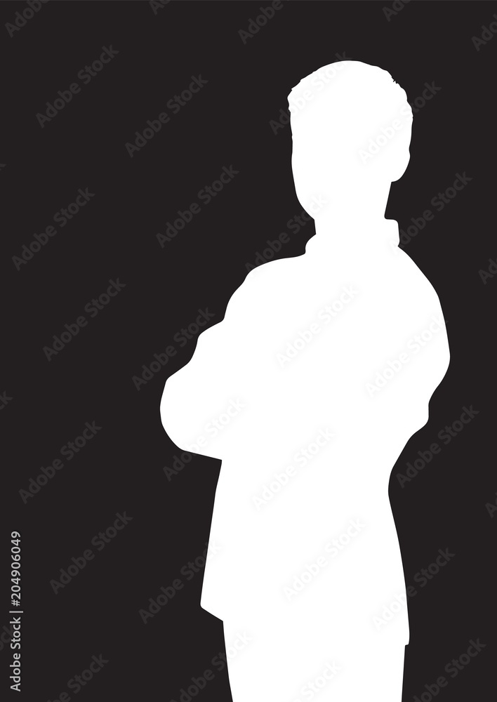 Silhouette of a man who stands upright, his arms crossed on his chest Silhouette of a man who stands upright, his arms crossed on his chest