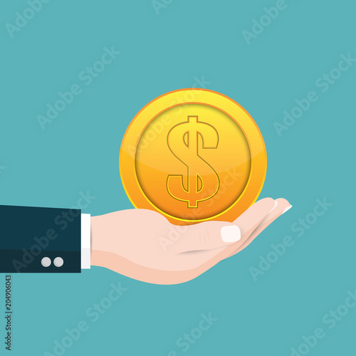 Vector Hand holding a coin for business concept © WK Stock Photo 