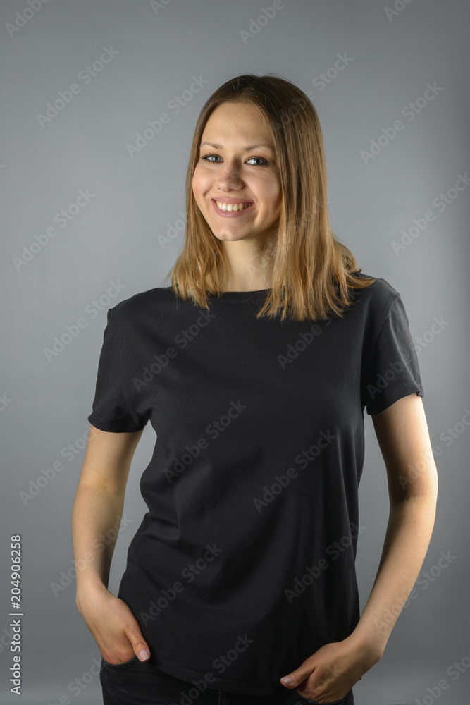 Woman in black T-shirt Woman in black T-shirt