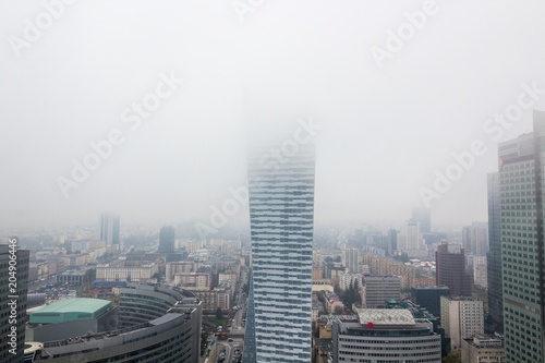 Modern skyscrapers in the fog