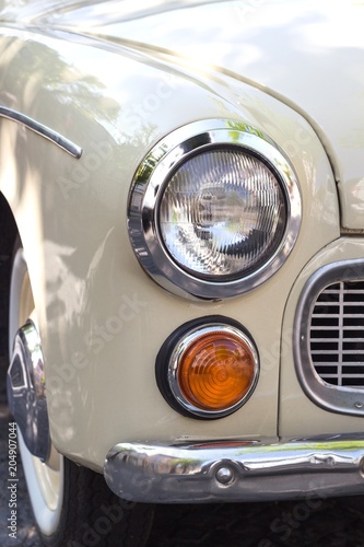 Close up of headlight retro car