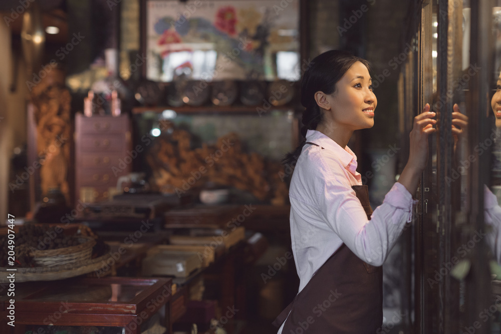 Young girl in a tea shop Young girl in a tea shop