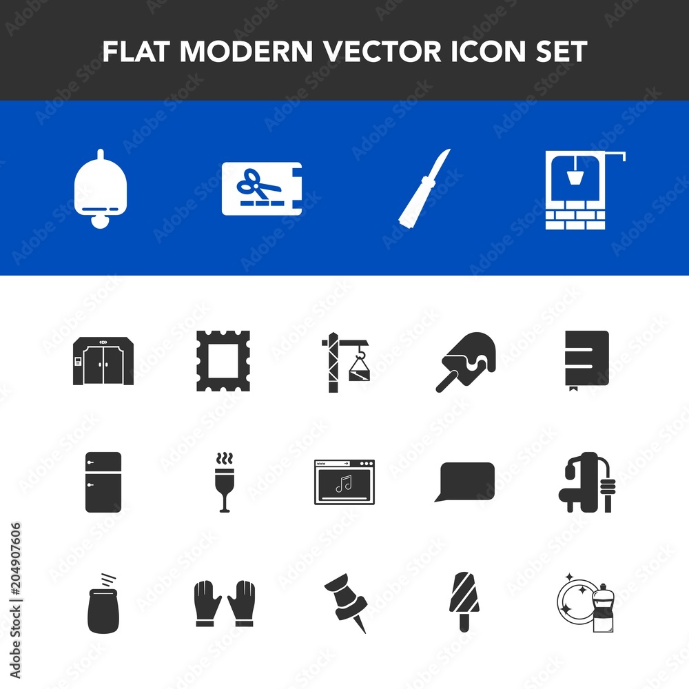 Modern, simple vector icon set with dessert, sign, refrigerator, red, fridge, cleaner, border, construction, music, knife, ice, paper, sweet, picture, page, coupon, bell, alcohol, food, frame icons Modern, simple vector icon set with dessert, sign, refrigerator, red, fridge, cleaner, border, construction, music, knife, ice, paper, sweet, picture, page, coupon, bell, alcohol, food, frame icons