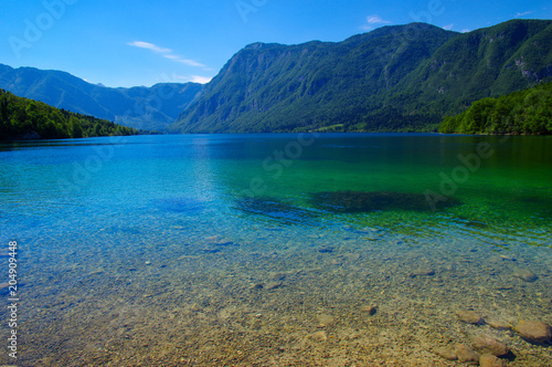 Fototapeta Naklejka Na Ścianę i Meble -   Landscape Bohinj Lake,with clear water.