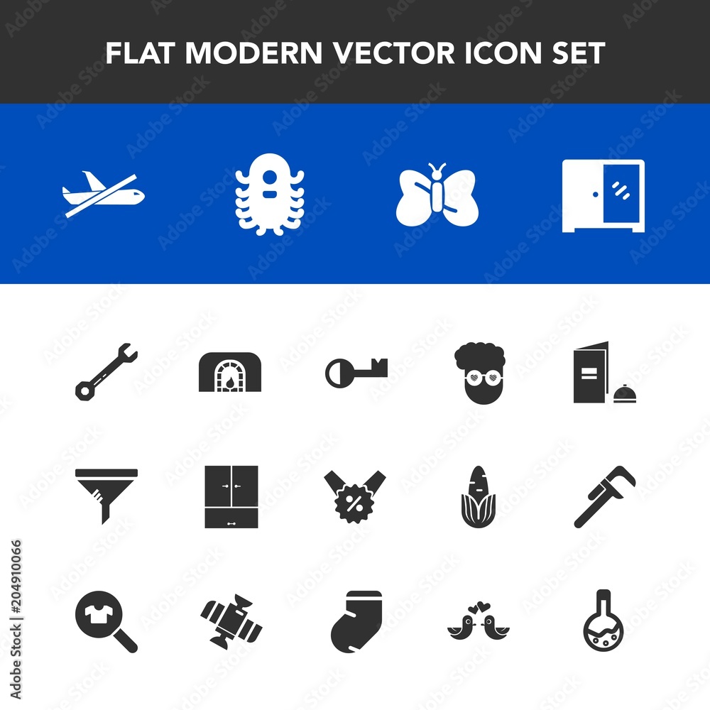 Modern, simple vector icon set with hipster, fire, brochure, monster, hammer, interior, butterfly, wrench, retro, sale, book, space, alien, insect, clean, airplane, graphic, filter, conditioner icons Modern, simple vector icon set with hipster, fire, brochure, monster, hammer, interior, butterfly, wrench, retro, sale, book, space, alien, insect, clean, airplane, graphic, filter, conditioner icons