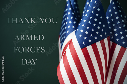 Fotografie text armed forces day and american flags