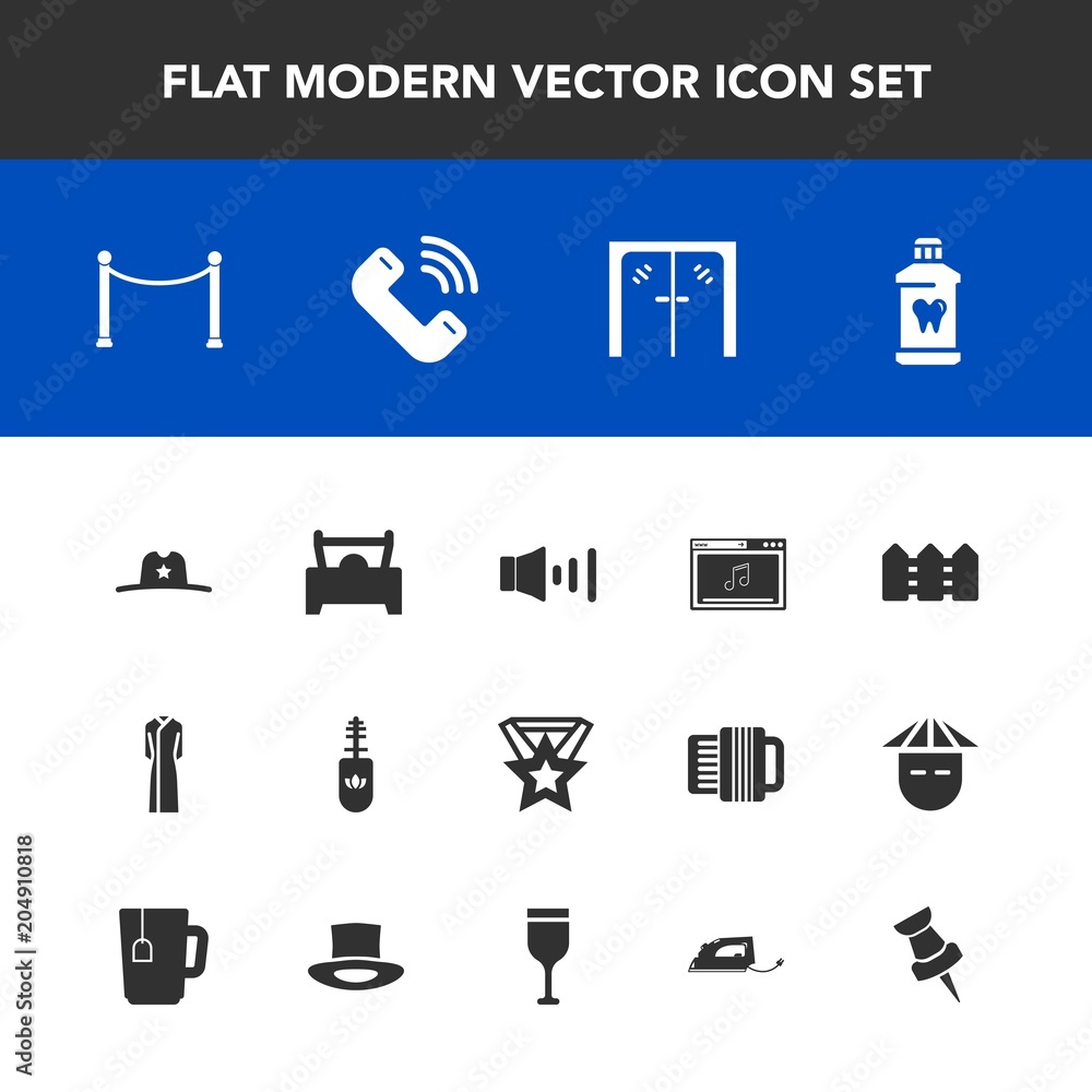 Modern, simple vector icon set with female, phone, glass, brush, sheriff, hygiene, car, award, handle, alcohol, texas, cowboy, fence, wine, door, electric, dress, speaker, black, sound, makeup icons Modern, simple vector icon set with female, phone, glass, brush, sheriff, hygiene, car, award, handle, alcohol, texas, cowboy, fence, wine, door, electric, dress, speaker, black, sound, makeup icons