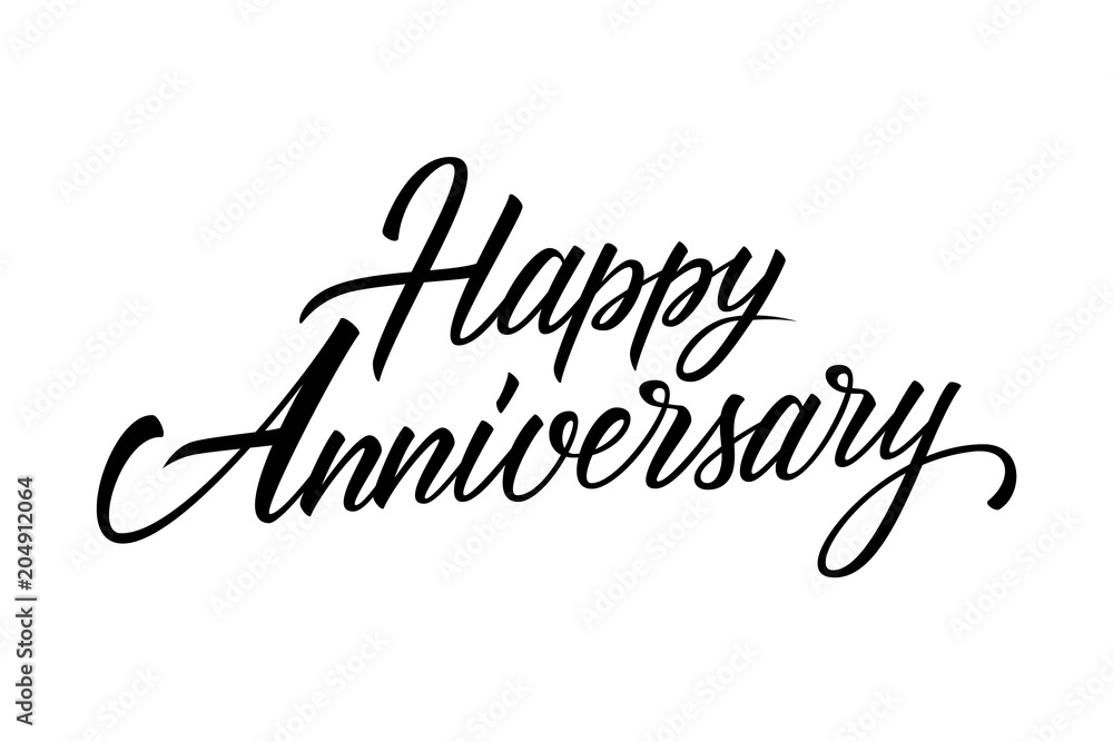 Happy Anniversary calligraphic lettering design celebrate card template