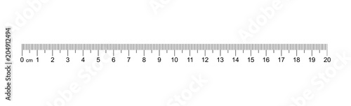 Ruler 20 cm. Measuring tool. Ruler Graduation. Ruler grid 20 cm. Size indicator units. Metric Centimeter size indicators. Vector AI10