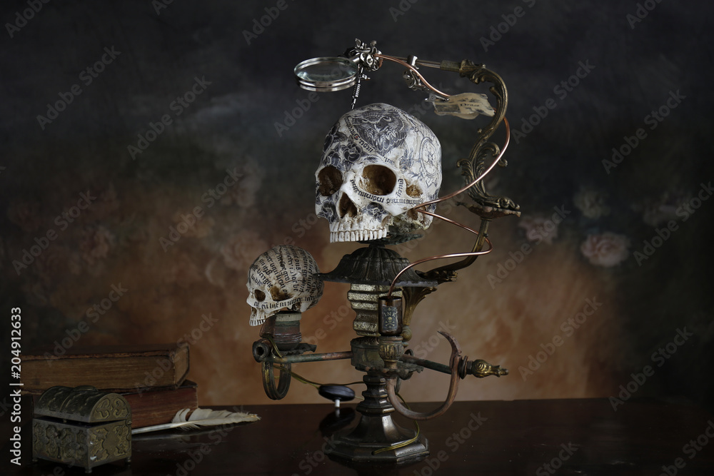 Fototapeta premium Steampunk teschio tatoo